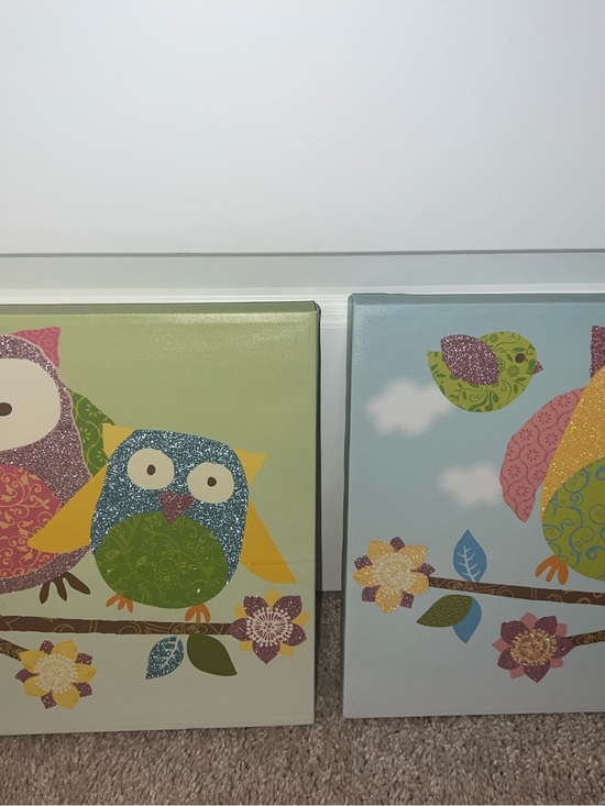 Target Other - Target Kids Owl and Bird Canvas Wall Art in Blue, Green, Pink, Yellow